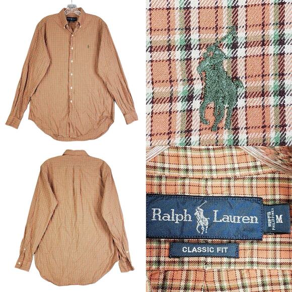 Polo Ralph Lauren Shirt Oxford Mens Size Medium M Fall Plaid Button Down LS - Picture 1 of 8